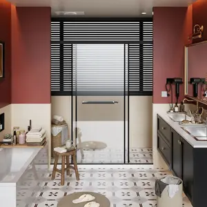 Spacious Frameless proof Shower Door, Aluminum Dual Sliding Glass Door with Soft-Close & Waterproof Buffer System, Quick DIY Installation, Heavy-Duty Metal Bottom Seal