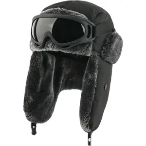 Trapper Hat with Ear Flaps Aviator Hat and Goggles Pilot Hat Costume for Adult Ski Goggles Winter  Hat