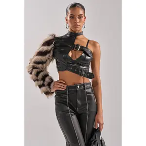 HIGH AND LOW FUR BLOUSE