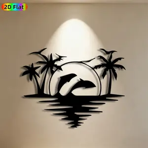 1pc Tropical Dolphin Metal Wall Art,Tropical Dolphin Statue Mural, Ideal Gift for Summer Vacation, Beach Party, Beach Theme Enthusiasts, Weather-Resistant Metal Wall Decor Wall Sculptures, Perfect for Patio Wall & Garden Fence, Coastal Home Decor