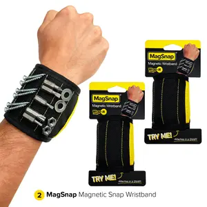 MagSnap Magnetic Wristband by Wrap-It Storage - 2-Pack - Wrist Magnet Tool Belt for Screws, Nails, Drill Bits, and more