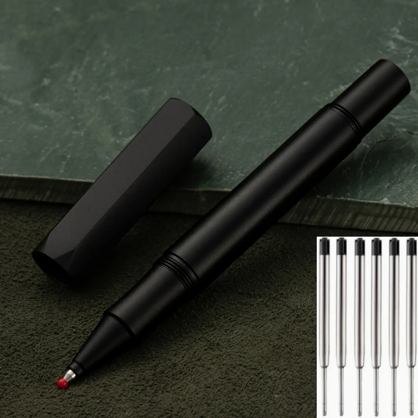 1 pen + 6 refills, 0.5 mm tip, mini short design for easy carry, brass barrel, twist cap, refined craftsmanship, elegant and luxurious, suitable for calligraphy creation, top choice for creative work, elegant high-end luxury, deep, smooth texture, ideal f