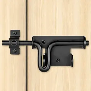 Slide Bolt Gate Latch with Padlock Hole, Heavy Duty Fence Sliding Bolt Gate Latch for Wooden Fence, Slide Latches Outdoor Doors for  Vinyl Fence Barn Shed, Black, 2 Pack