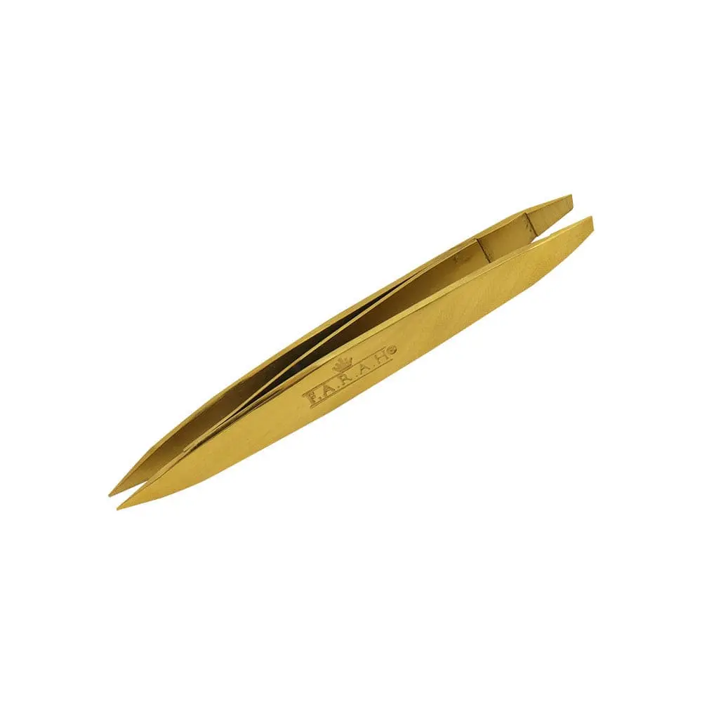 F.A.R.A.H Z-Tweeze Dual Ended Tweezer Gold Collection - Precision Slanted & Pointed Tips for Makeup & Cosmetic Grooming Tweezers
