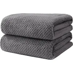 Bath Towel Set Pack of 2, (27 x 54 Inches) Microfiber Ultra Soft Highly Absorbent Bath Towel, Lightweight and Quick Drying Towels for Body, Sport, Yoga, SPA, Fitness, Grey