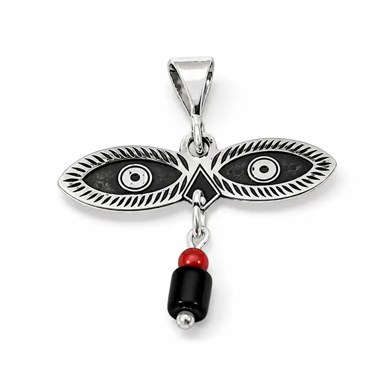 925 Silver Azabache Santa Lucia Eye Pendant - Spiritual Eye Pendant Necklace, Fashion Costume Jewelry Charm Accessory, Spiritual Pendant