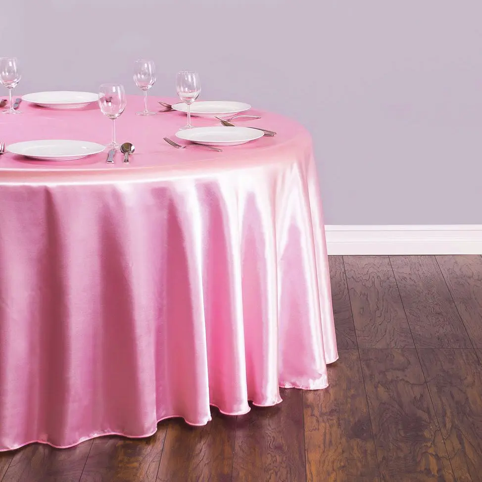 LTC LINENS 108 in. Round Satin Tablecloth - Foldable Round Table Tablecloths, Smooth Texture, Glamorous Pink Decorations Accessories, Modern Elegant Decoration, Party Accessory for Outdoor Event Tables