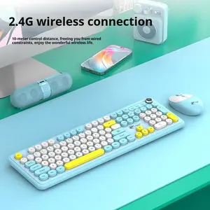 Punk-style wireless keyboard and mouse set with volume control, suitable for desktops, laptops, office and gaming use