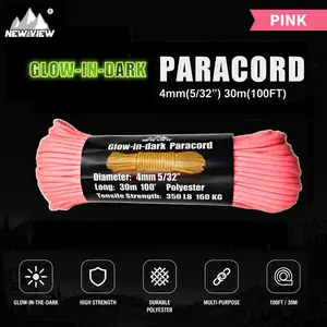 Glow-In-Dark Paracord Rope, 350 Lbs Tensile Strength, Lightweight, 30m, Ideal for Camping, Fishing, Umbrellas, Rvs, Canopies