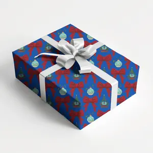 Copy of Wrapping Paper, Vintage Christmas Gift Wrap with Red Bows, Ornaments, Trees | Festive , Xmas Present Packaging, Craft Supplies,