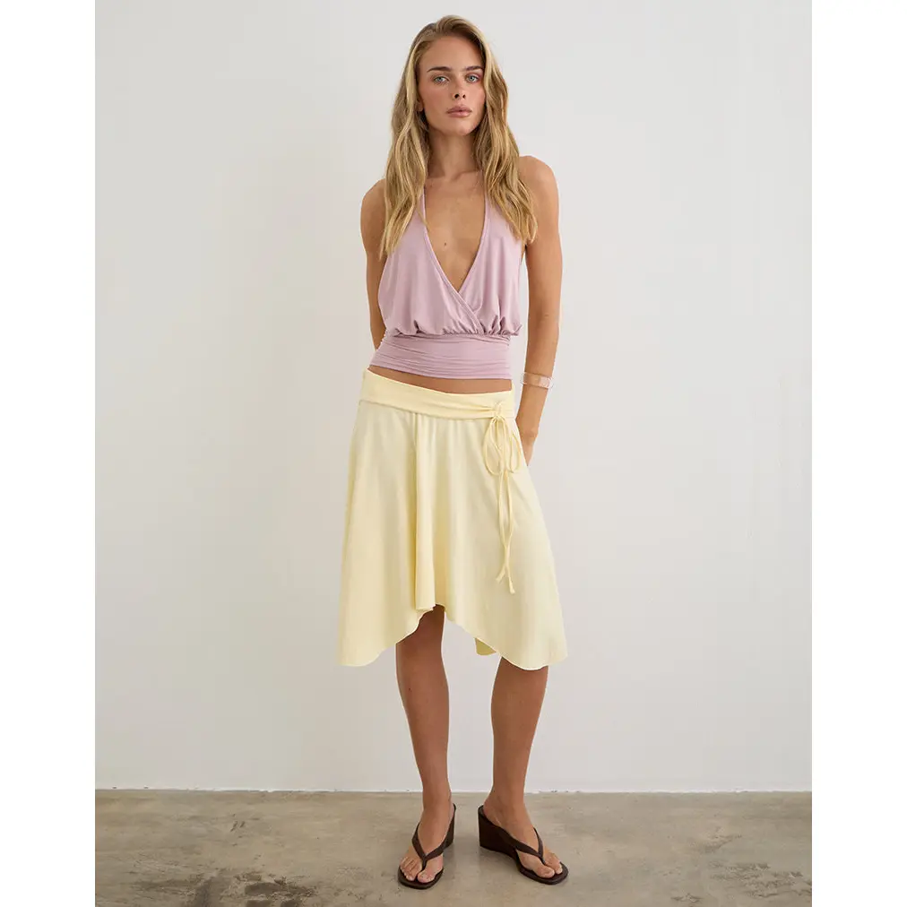 Joonmir Midi Skirt in Rayon Jersey Lemon