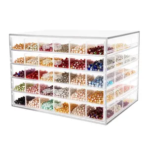 5-Layer 120-Compartment Acrylic Transparent Nail Art Storage Box with Drawers & Handles, Clear Organizer for Nail Decorations, Gems, Powders, Tips, Beads, Sequins, Space Saving for Nail Salon Home Dresser
