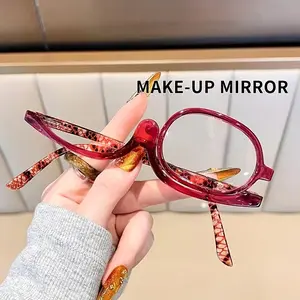 Colorful Makeup Presbyopia Glasses, Reading Eyeglasses, Eyewear Frame, with Spring Legs, Ultra Light And 180 Degree Rotatable, Complimentary Glasses Cleaning Cloth, Multiple Colors Available As Daily Necessities for The Elderly, Eyewear