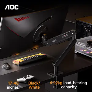 AOC AM500MAX Adjustable Single Monitor Arm Holder, Desktop Clamp Mount, Suitable for 17-40 in Screens, 4-12kg Weight Capacity
