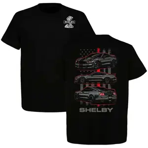 Shelby GT500 Mustang Black T-Shirt – Modern Muscle Car Graphic Tee with American Flag, Gift for Car Enthusiasts & Father’s Day