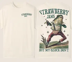 Strawberry Jams But My Glock Don't Vintage Graphic Shirt 2 Sides, Unisex Apparel Relaxed Fit Printed In The USA, Cotton Tshirt
