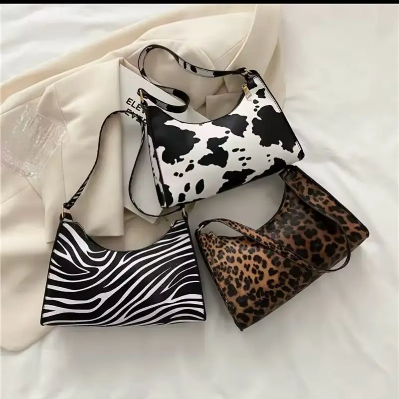 Casual Shoulder Armpit Tote Bags Women Handbag in Zebra Leopard and Cow Print Styles