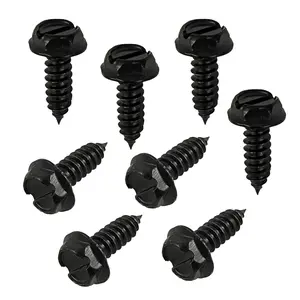 Black License Plate Screws Kit 304 Stainless Steel Bolts for Front/Rear Car Plates on Domestic Vehicles 8 Pack Black