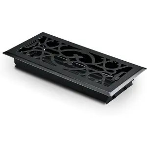 Floor Register 4" x 10", Heavy Duty Walkable Steel Floor Vents for  Floor, Decorative Air Vent Covers - Electroplate Floor Registers, Grilles & Vents, 1PACK - Matte Black