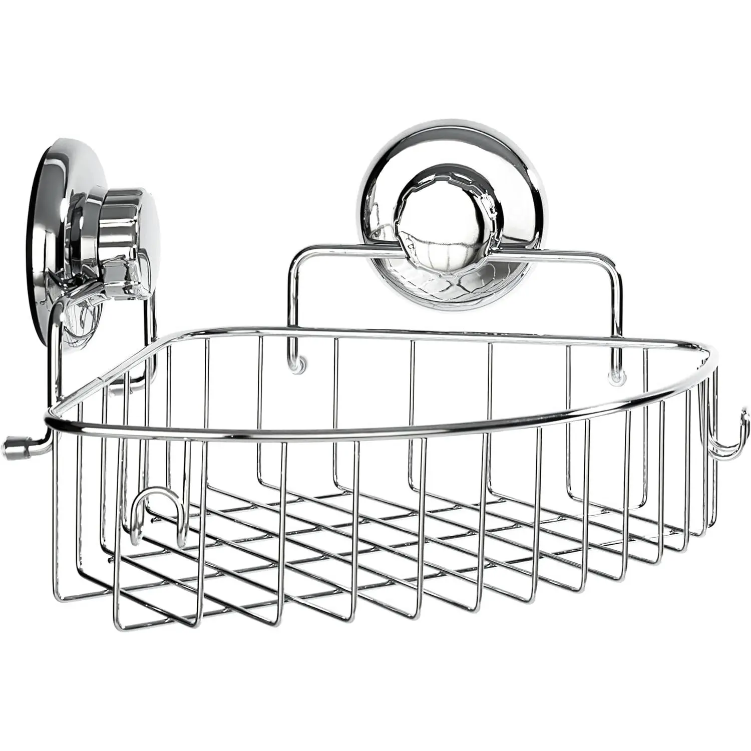 Stainless Steel Corrosion Proof Chrome Corner Shower Caddy - Wall Mount, Suction Cups, 3M Adhesive Discs for Smooth Glass & Porous Surfaces Bathroom Storage (Includes Discs), 3M Adhesive Mounting Discs