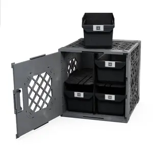 UbeCube Grabinet Kit 2"x2" Crate Black/Gray Bin: Stackable Decorative Boxes, Industrial Style, 13.5" Square