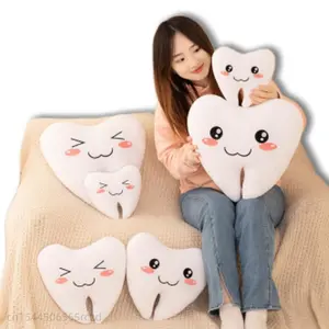 20-40cm Creative Cute White Teeth Plush Toys Stuffed Simulation Tooth Soft Pillow Funny Sofa Cushion Decor Gift For Boys Girls