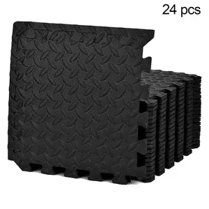 0.4in Thick Exercise Equipment Mats, 24 Tiles Puzzle EVA Foam, Large Interlocking Puzzle Gym Flooring for Home Gym, Heavy Weight Workout, 20in x 20in