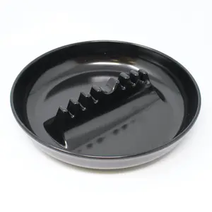 symak Restaurant Style Large Round Melamine Cigarette Cigar Ashtray - Tabletop Black