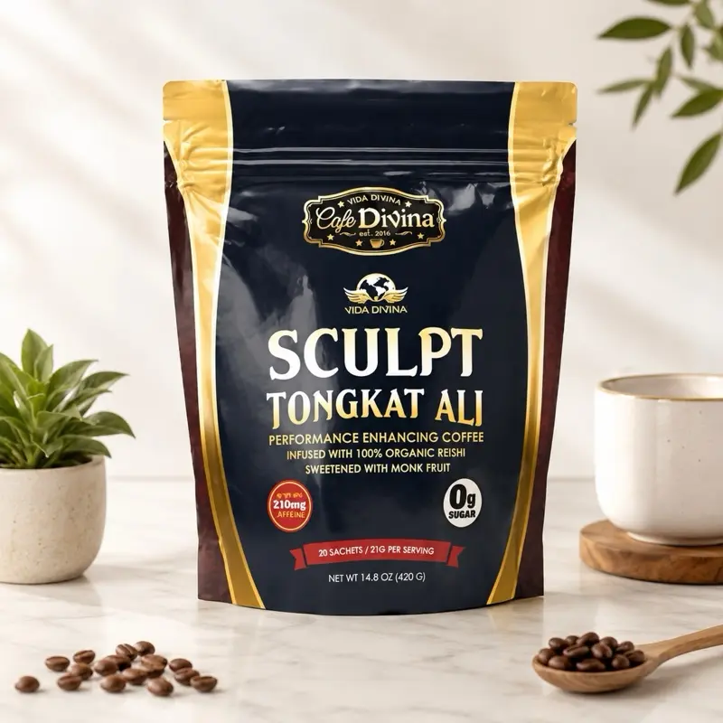 Vida Divina Café Divina Sculpt Tongkat Ali | Café Instantáneo Premium | 20 Sobres | 420 g