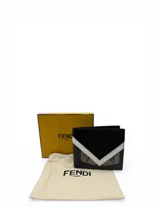 Pre-owned FENDI LEATHER Small Leather Goods BAG BUG EYES BI FOLD WALLET