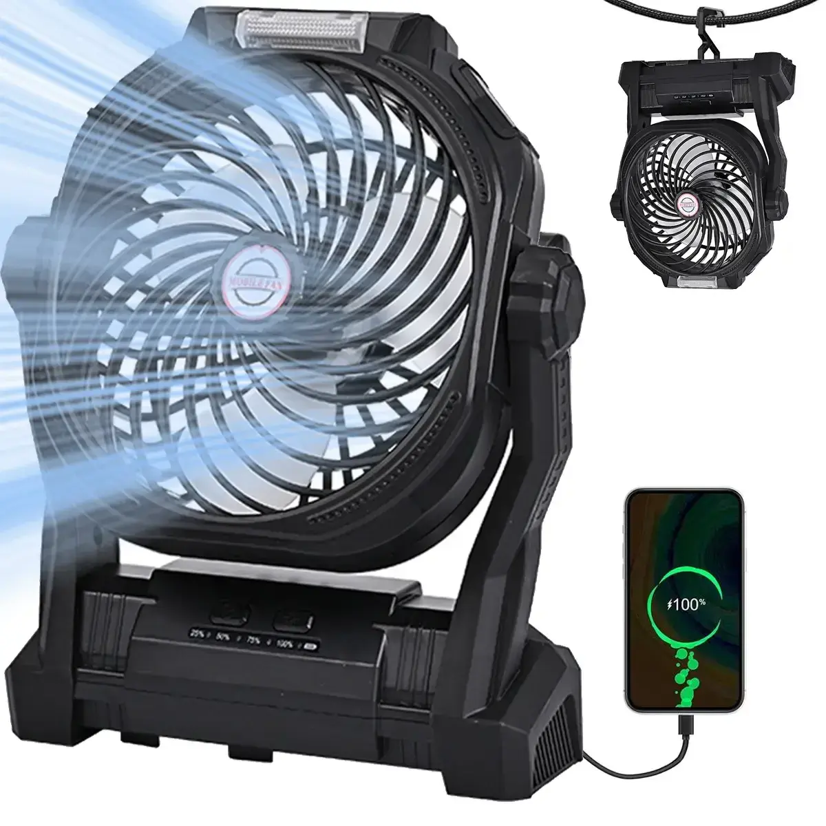 Usb Portable Fan, Camping Fan Rechargeable with 20000mAh Battery, Multipurpose Handheld Fan, Portable Tower Fan, Portable Led Fan,  Rotating Body Fan, Portable Desk Fan, Personal Waist Fan, Personal Portable Fan, Personal Cooling Fan, #Summervibes