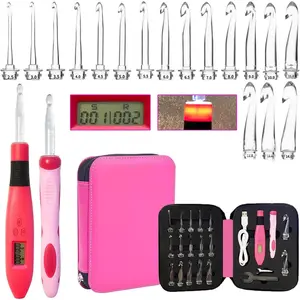 17 Sizes Counting Light Up Crochet Hooks Set 2.50~14.0mm, Lighted Crochet Hooks for Stitch & Row Counting