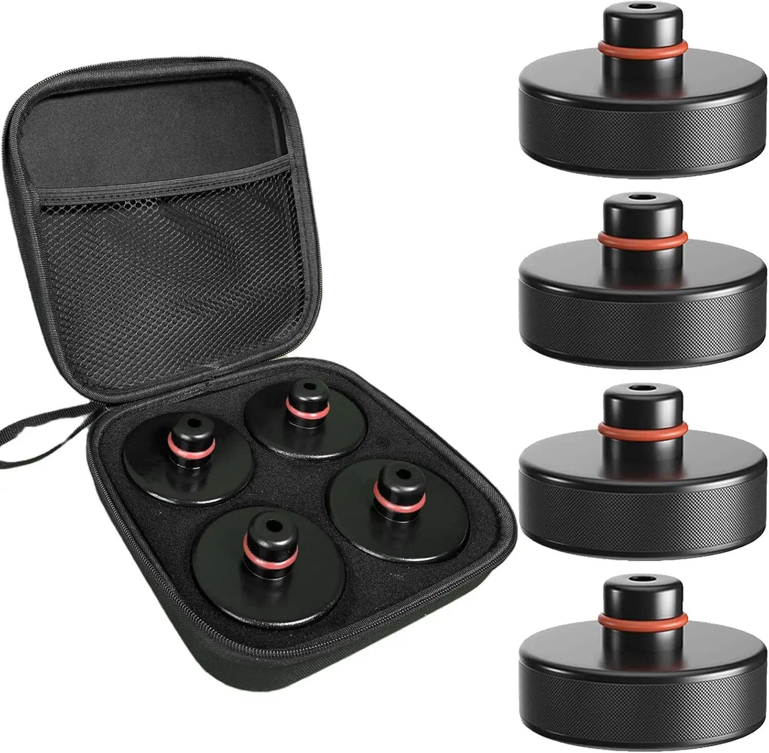 Lifting Jack Pad Set for Tesla Model 3/S/X/Y (2013-2026), 4-Pack Heavy Duty Rubber Lift Pucks with Storage Case, Tesla Lift Accessories