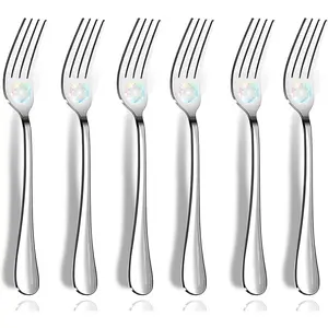 Dinner Forks, Set of 6 Top Food Grade Stainless Steel Silverware Forks, Flatware Set,8 Inches, Mirror Finish & Dishwasher Safe, New Apartment Essentials Cutlery Set