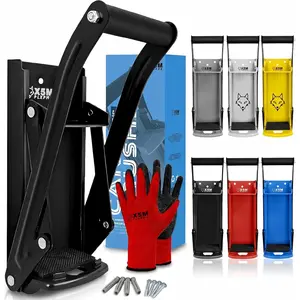 Can Crusher Wall Mounted Heavy Duty 16oz & 12oz Smasher with Anti-Pop Pillars and Thickened Base Recycling Tool for Seltzer Soda Cans Garage Man Cave, Includes Gloves Black