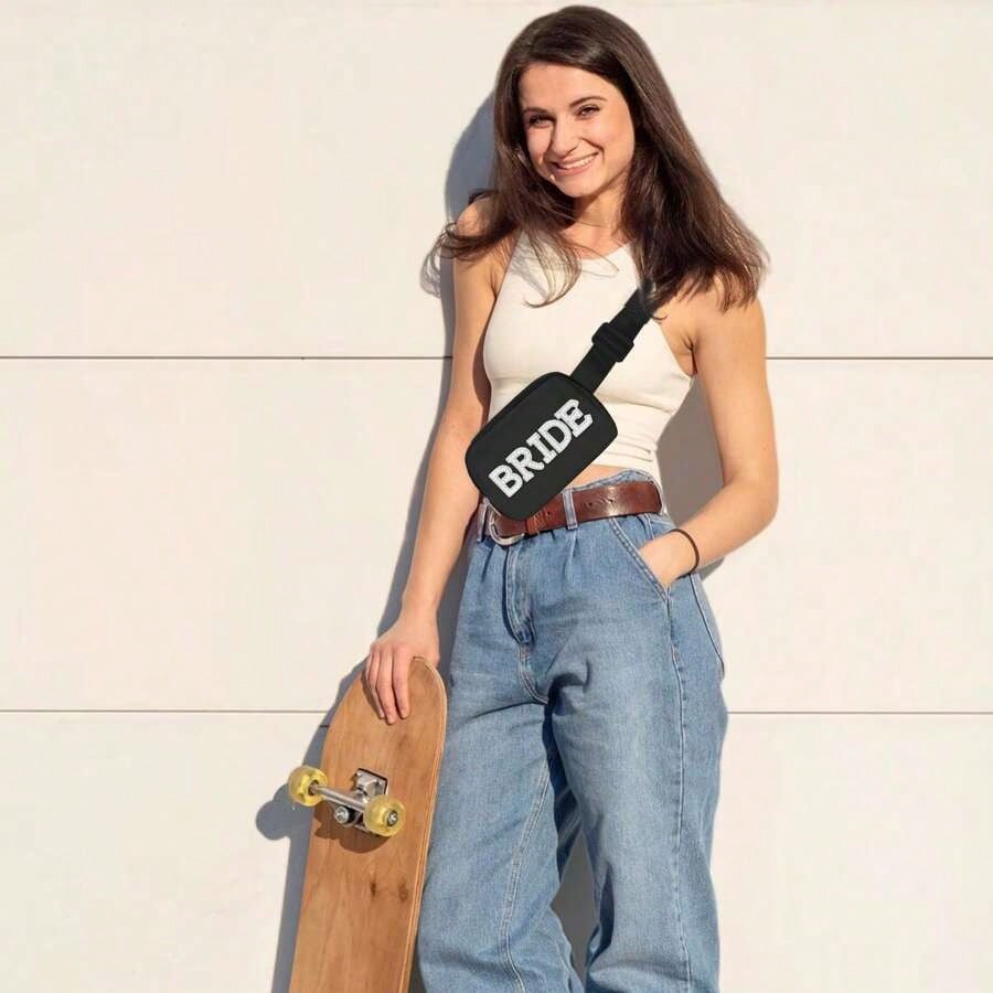 Bride Gifts, Bachelorette Gifts Bride Fanny Pack, Bride To Be Gifts Wedding Day Bachelorette Party Engagement Honeymoon, Pearl Bride Belt Bag White