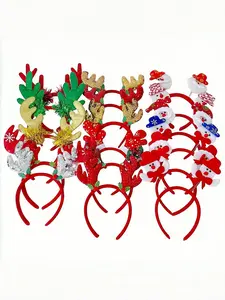 12-Pack Christmas Hairbands, Festive Party Accessories, Santa Claus, Snowman, Reindeer Antlers Design, Perfect Holiday Headwear