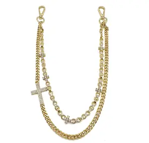 Gold/Silver/Black Cuban Iced Out Cross Infinity Hiphop Jeans Chain Pants Chain