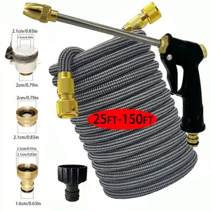 Garden Hose 25-150ft, Aluminum Connectors, High Pressure Spray Gun Nozzle, Expandable, Portable Garden Hose, Durable, Flexible Design, Outdoor Watering Needs
