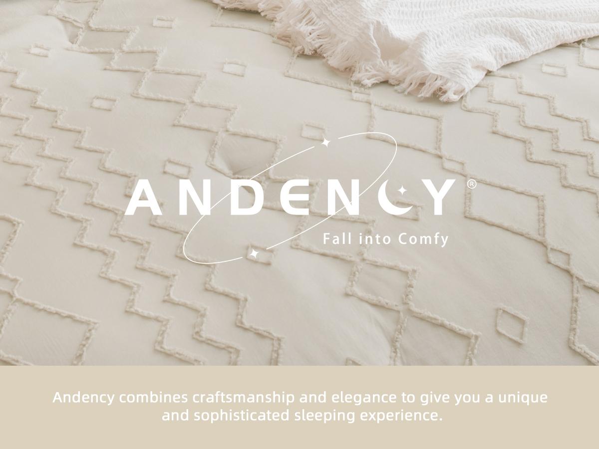 Andency Boho Queen/King Comforter Set 3 Pieces  Decorative Bedding Set Farmhouse Shabby Chic Embroidery Bedding GentleSoft Breathable for All Seasons Gifts