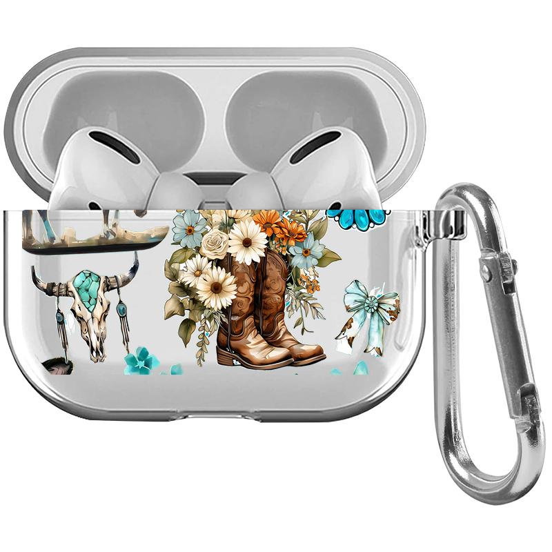 Western Charm Collage Pattern TPU Soft Protective Case for Apple AirPods 4/3/2/1/Pro/Pro2 Transparent Earphone Cover with Keychain Attachment Western Charm Collage Pattern TPU Soft Protective Case for Apple AirPods 4/3/2/1/Pro/Pro2 Transparent Earphone Cover with Keychain Attachment