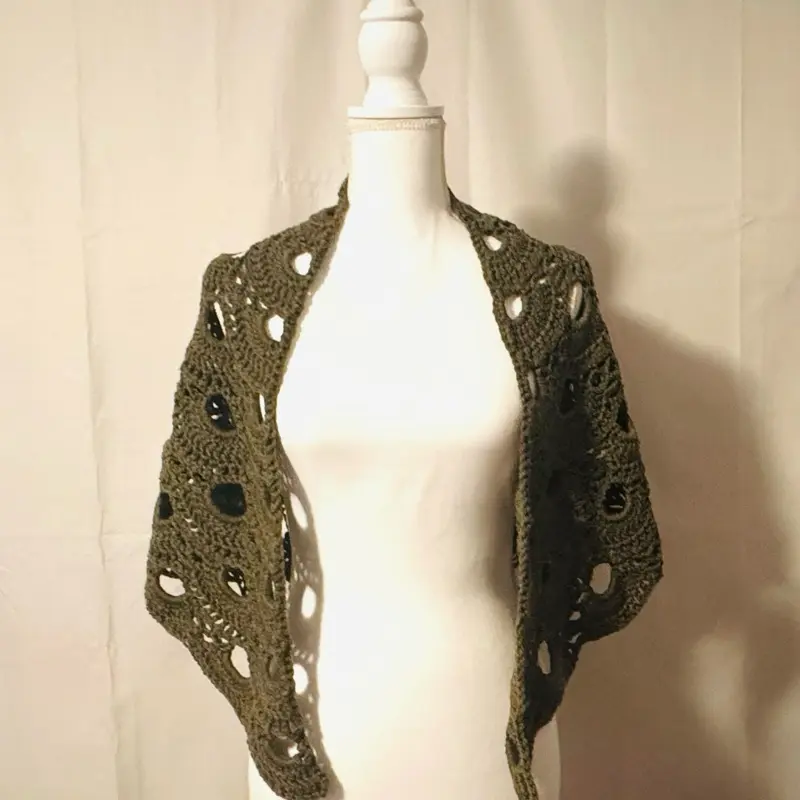 Handcrafted Crochet Shawl - Short Crocheted Shawl for Spring/Fall Weather Layering