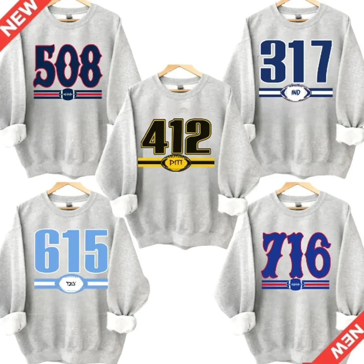 Vintage Area Code Football All Team Sport Grey Crewneck Sweatshirt, Retro 90s Graphic Style All Teams Football Shirt, Gift Fan Sport Menswear, Custom Team  VH Cotton Trending