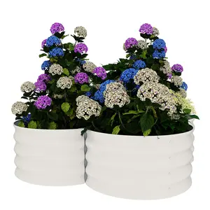 Garvee 2-Pack Flower Shaped Galvanized Raised Garden Beds – Durable Outdoor Metal Planter Boxes for Vegetables, Herbs & Flowers | 12" Deep No-Stoop Design, Rust-Resistant & Easy Assembly (White)