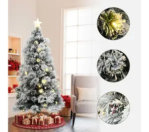 LuxenHome 6ft Lighted Fiber Optic Xmas Tree w/ Star Top
