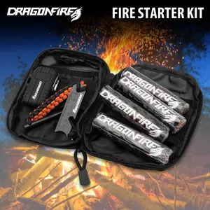 Dragonfire Fire Starting Kit with Organizer Case, Ferro Rod, Arc Lighter, and Fire Starters