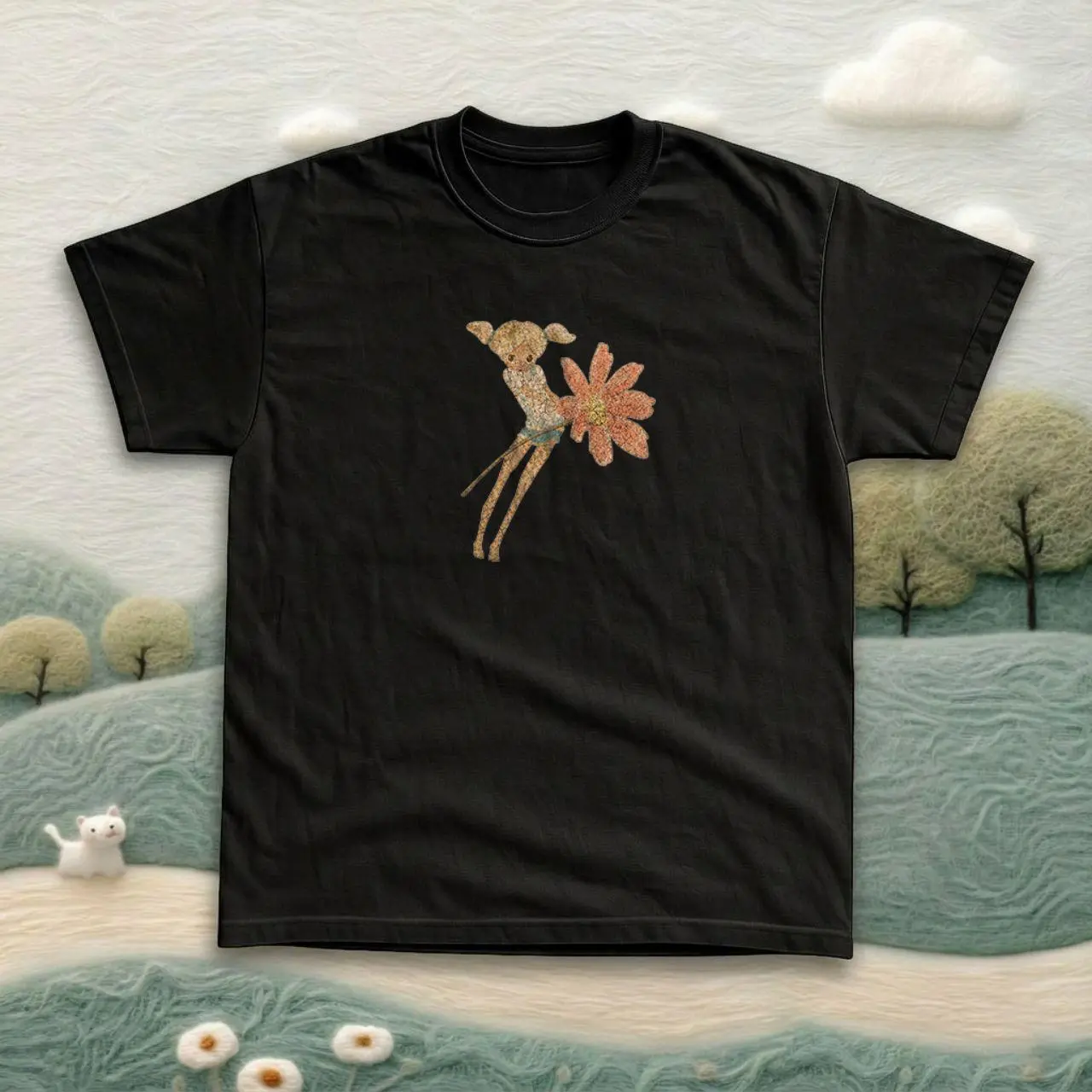 Gildan Men's and Women's T-shirt, Whimsical Pixie Fairy Black Graphic Tee, Animal Tee, Gifts Shirt, Unisex Vintage Graphic Tees Gothic Grunge Y2k Emo Scene Amity Affliction Style Clothes Men Women Streetwear