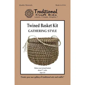Traditional Craft Kits Twined Basket Weaving Kit – Gathering Style DIY Basket Making Supplies – Includes Fiber Rush, Hemp Twine, and Photo Instructions – Beginner to Intermediate Craft