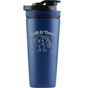 Golf & Tacos Ice Shaker Bottle Blue 26 oz.