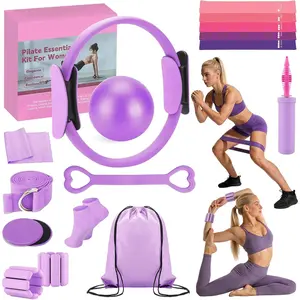 Pilates Kit for  Workouts - Pilates Equipment Set with Ring, Ball, Resistance Bands, Pilates Accessories, Pilates Essentials Kit for Women, Pilates Sets for  Exercise